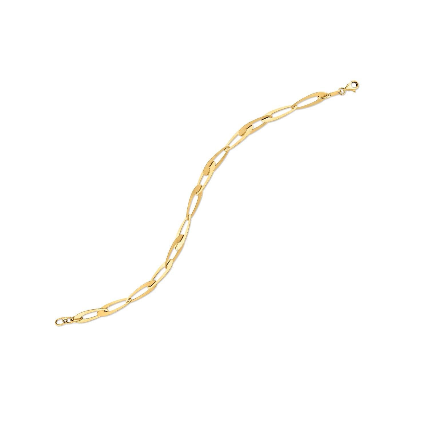 14k Yellow Gold Italian Oval Links Bracelet (5.40 mm) in a sleek high-contrast midnight luxury editorial style